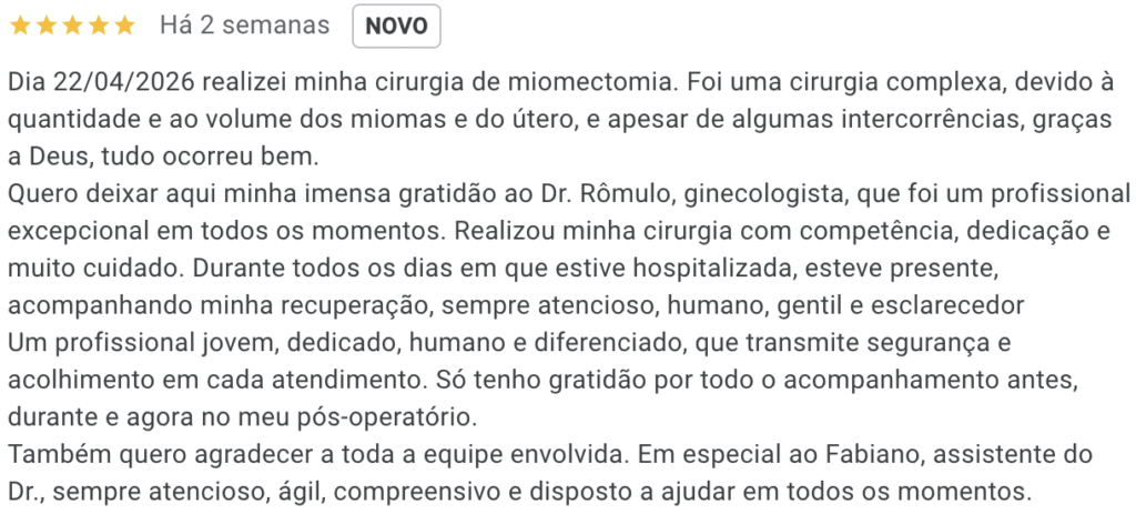 Avaliação no goolge sobre o Dr Rômullo
